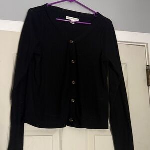 Black Ribbed Dress Shirt With Buttons